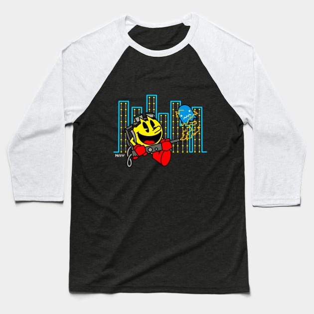 Ghostbuster Pac-Man Baseball T-Shirt by Gamewiz28